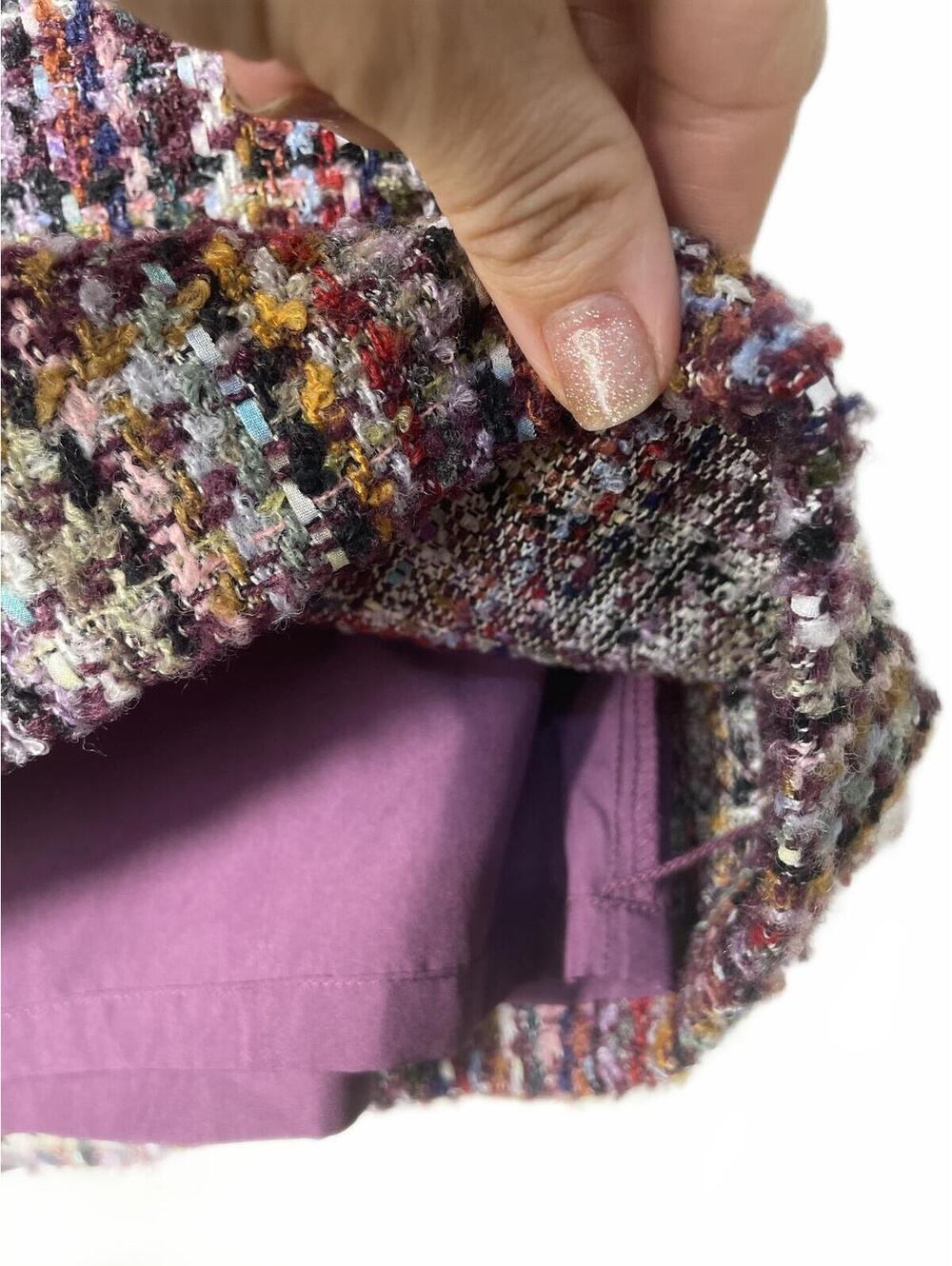 LOFT Tweed Mini Skirt Women's 8 Pockets Gingham Boxy - Picture 6 of 9
